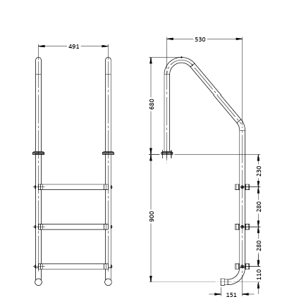S.R. SMITH LADDER- 3 STEP (Flanged Top)