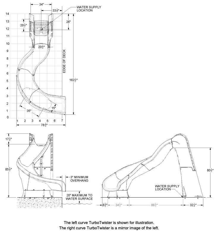 Technical drawing of a TurboTwister with dimensions and specifications.