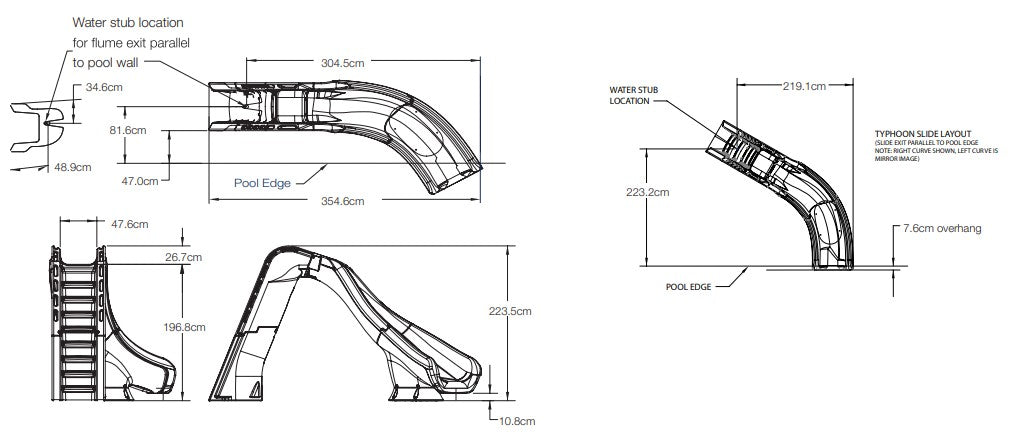 TYPHOON® POOL SLIDE (Sandstone-RIGHT Curve)