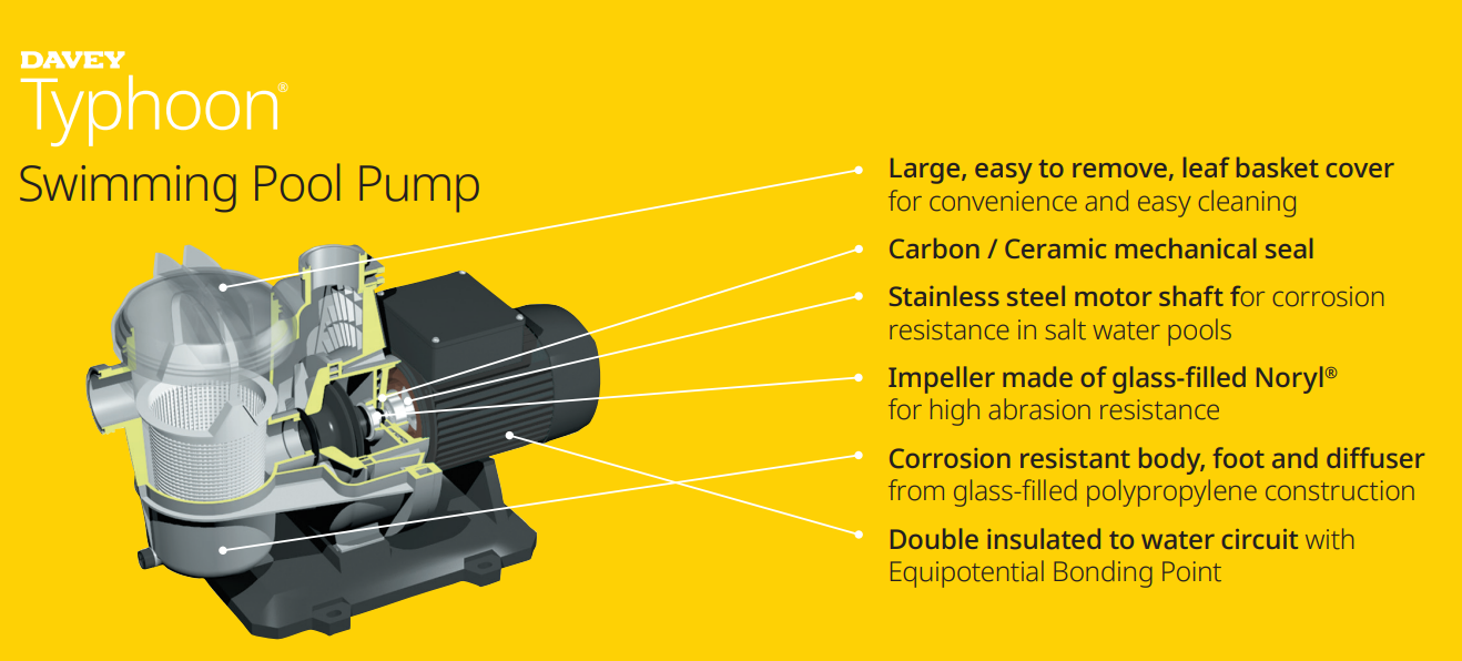 Davey Typhoon® T150M Pool Pump 1.5HP (Formerly known as Silent, Cyclone)