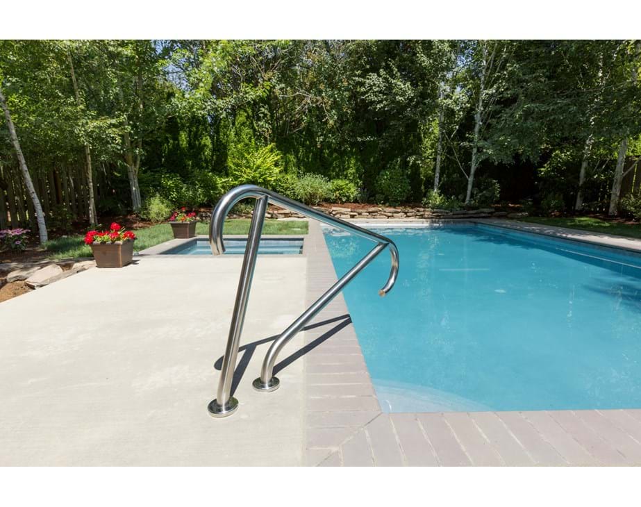 S.R. SMITH MERIDIAN DECK MOUNTED STAIR RAIL- FLANGED (single) - Pool Rail