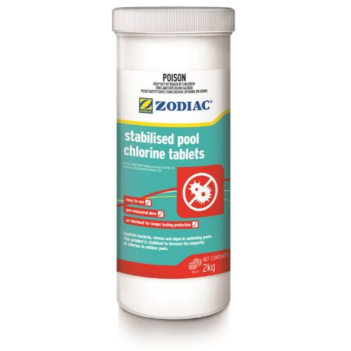 ZODIAC 2KG STABILISED POOL CHLORINE TABLETS