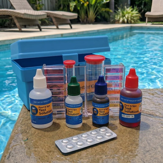 Aussie Gold 4 in 1 Pool Water Test Kit for testing chlorine, pH, alkalinity and acid demand at home