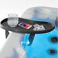 Life Spa Tray Table attached to the side of a hot tub holding drinks, snacks and a book.