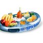 Luxury floating pool drinks holder for pools, spas and hot tubs with multiple compartments for beverages and snacks.