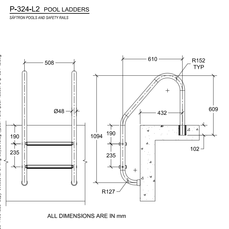 Saftron 2 Step Pool Ladder – White No Earthing Required