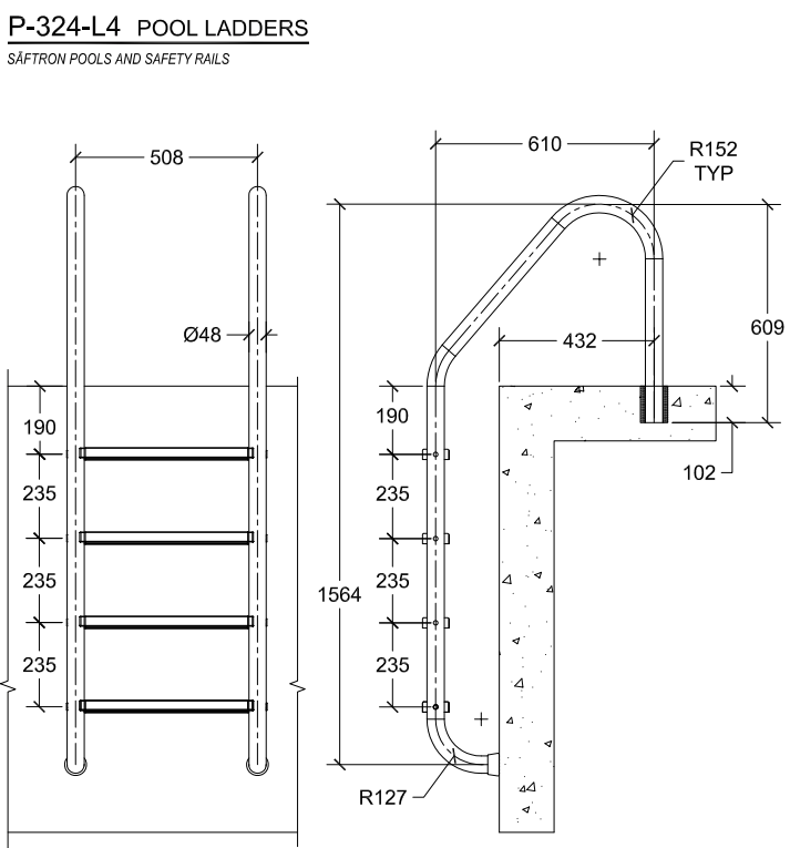 Saftron 4 Step Pool Ladder – White No Earthing Required