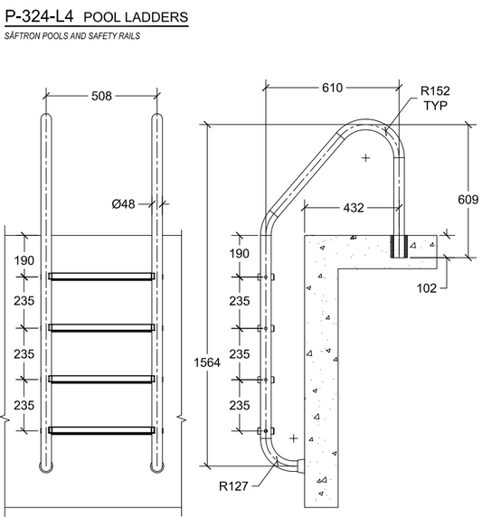 Saftron 4 Step Pool Ladder – White No Earthing Required