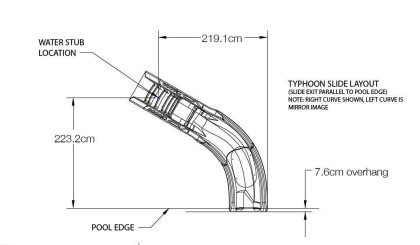 TYPHOON® POOL SLIDE  (Sandstone-RIGHT Curve)