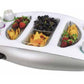 Deluxe inflatable spa bar keeping drinks and snacks within easy reach while relaxing in a backyard spa.