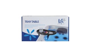 Life Spa Tray Table providing a stable surface for drinks, phones, snacks and books.