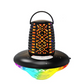 SwimSportz Flame floating Bluetooth speaker with colour-changing Diamond LED light show floating in a swimming pool.