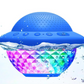 SwimSportz IP68 waterproof floating speaker with 10W 360-degree surround sound and RGB lighting.