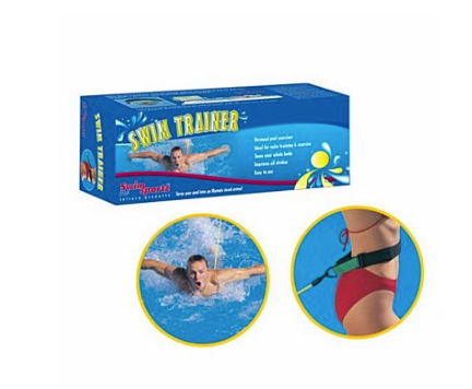 SWIMSPORTZ Swim Trainer resistance belt and swim tether for stationary swimming, fitness and endurance training in home pools