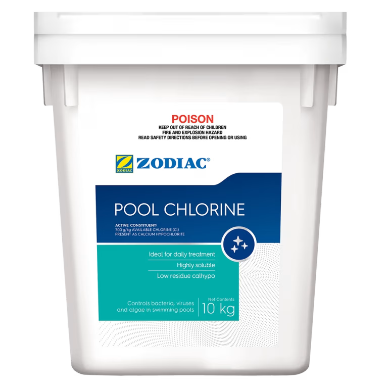 Zodiac pool chlorine 10kg calcium hypochlorite unstabilised chlorine for pool sanitising