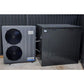 Heavy-duty galvanised steel pool equipment enclosure wiith heat pump