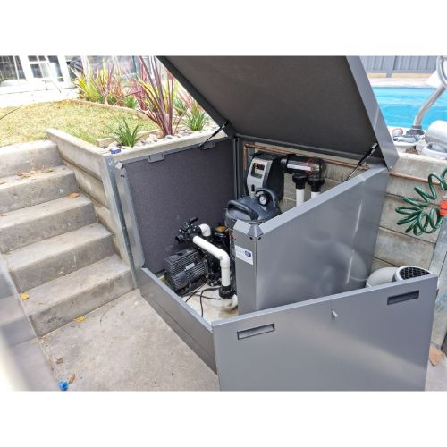1350mm wide pool equipment enclosure with acoustic insulation