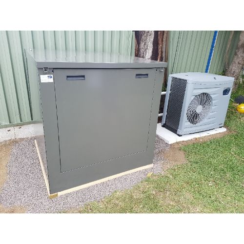 Acoustic Box open showing pool pump and cartridge filter installation