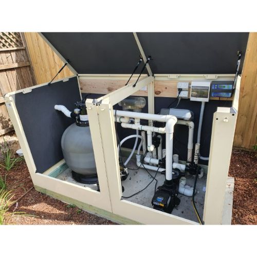Premium Colorbond pool equipment enclosure with dual compartments