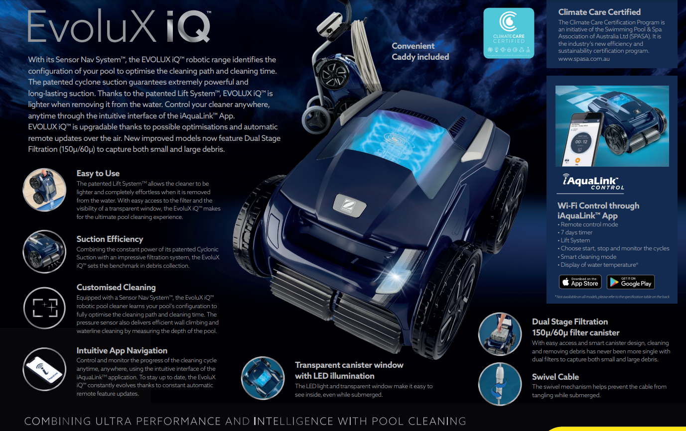 Zodiac EvoluX EX6050 IQ™ Robotic Pool Cleaner (with WiFi & Caddy)