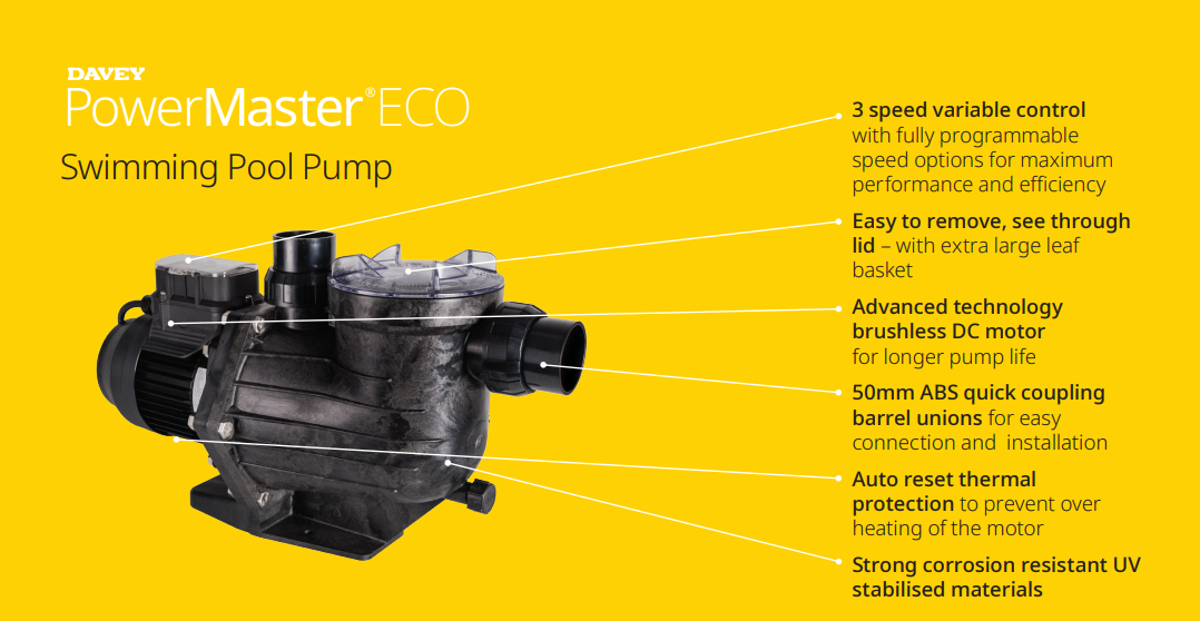 Davey PowerMaster® ECO Energy Efficient Pool Pump (8 Star Rated)