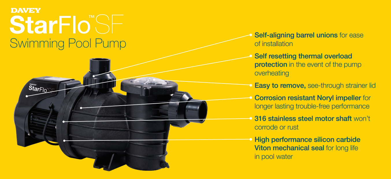 Davey SureFlo™ DSF900 Pool Pump (0.85HP) - Retrofits Onga LTP & PPP Pool Pumps