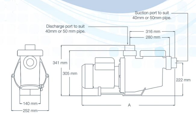 RELTECH SUNSOL SS SERIES POOL & SPA PUMP (0.5HP) - Retrofits Astralpool / Hurlcon pool pumps