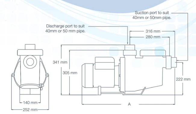 RELTECH SUNSOL SS SERIES POOL & SPA PUMP (0.75HP) - Retrofits Astralpool / Hurlcon pool pumps