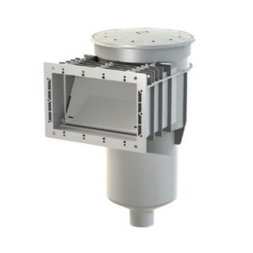 Concrete pool skimmer box with vacuum cleaner port